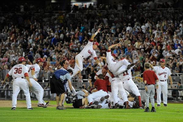 South Carolina celebrates consecutive titles in the College World Series.
