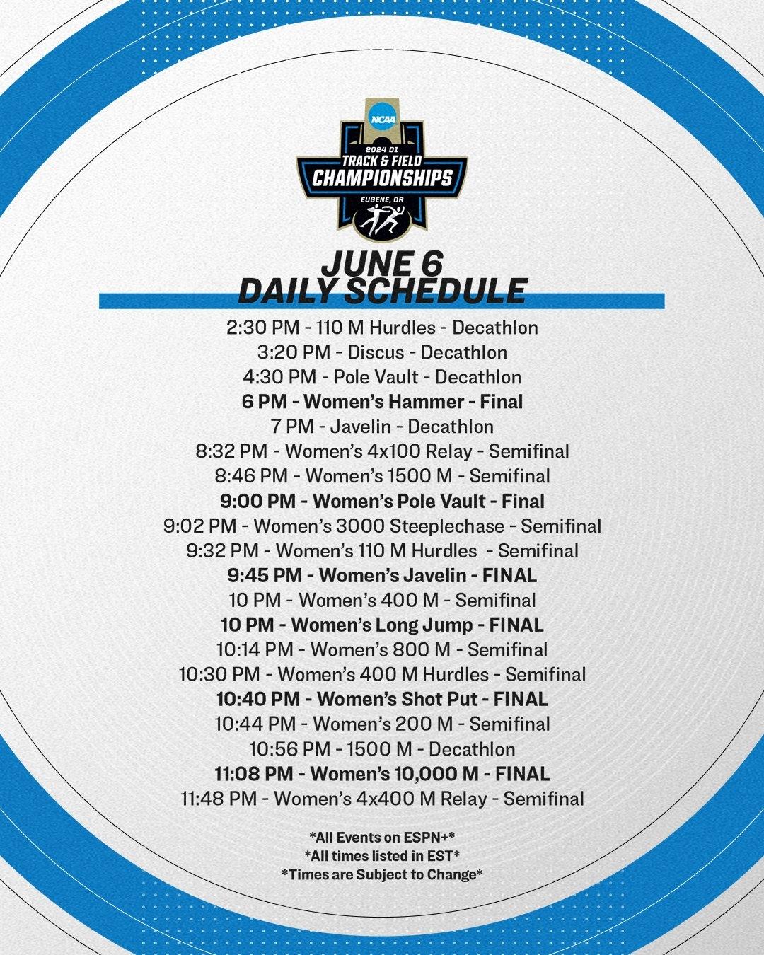 schedule of events