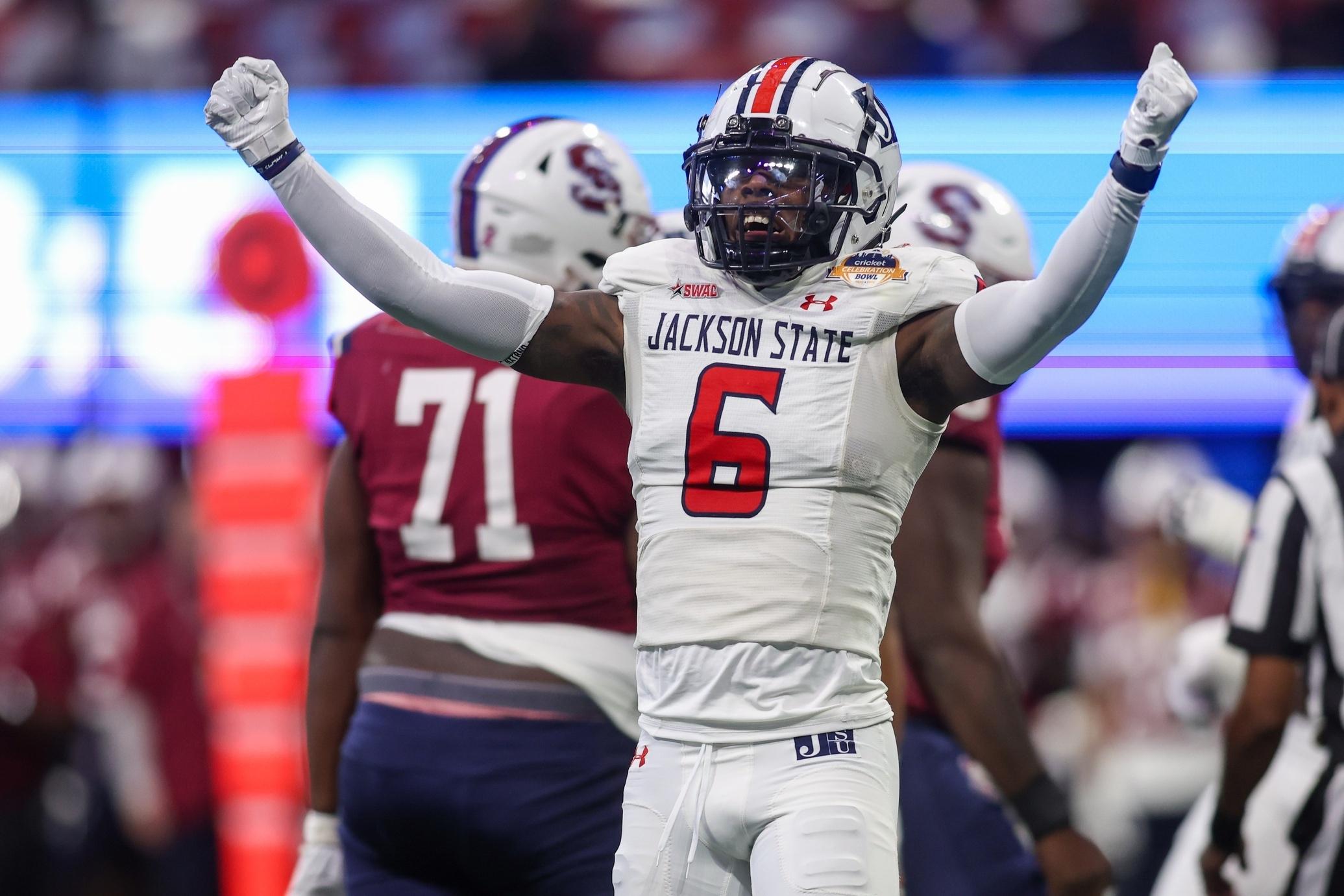 Jackson State defender emotes after play