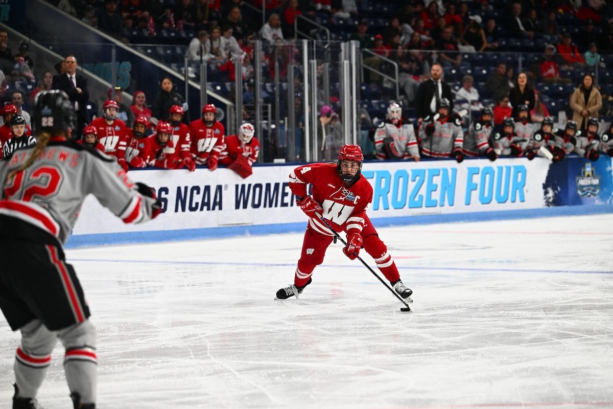 Caroline Harvey in the 2026 NC women's hockey championship